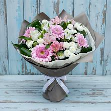 Букет цветов из:  Герберы, Альстромерии и Хризантемы в Камышевской