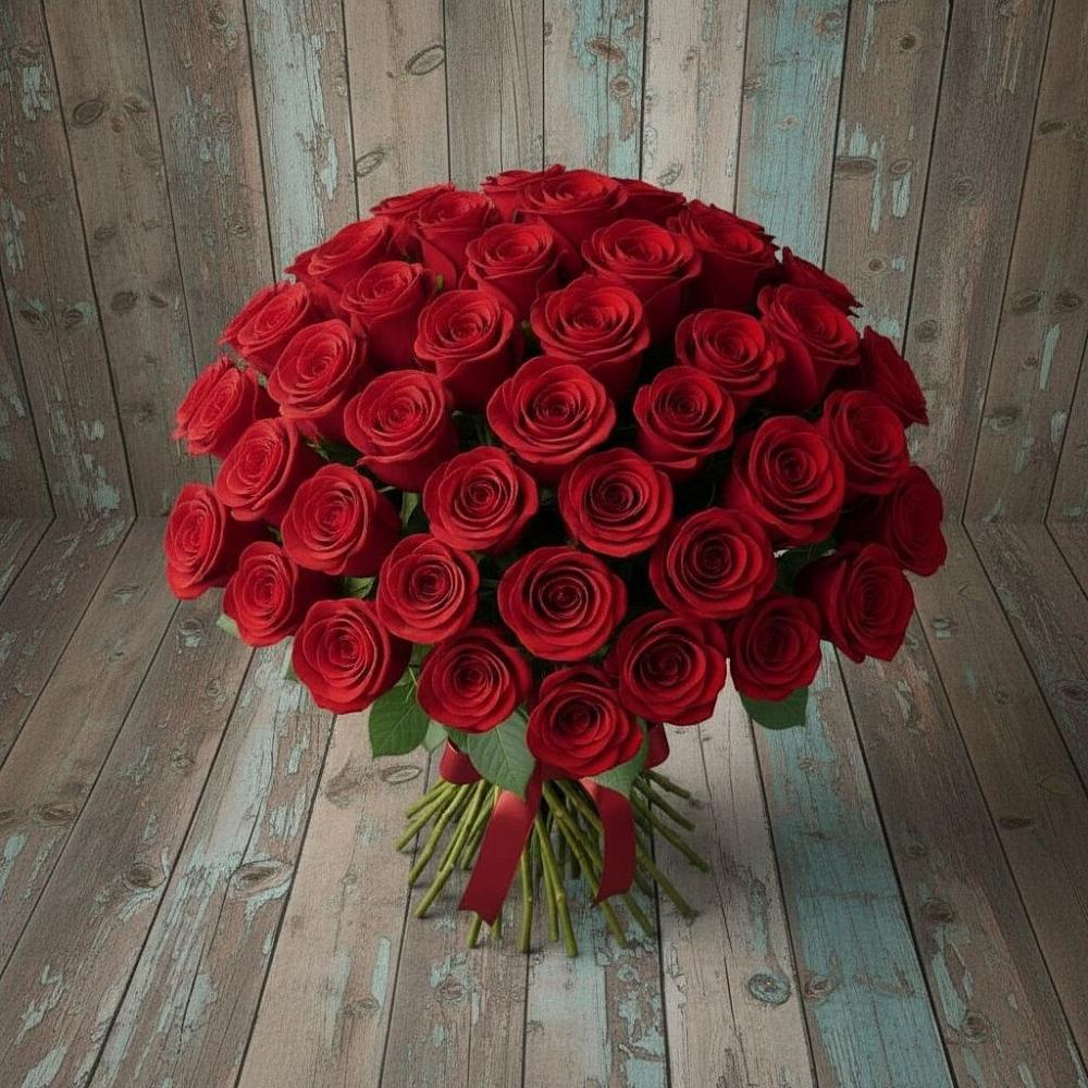 Букет 55 Красных роз Фридом в Камышевской