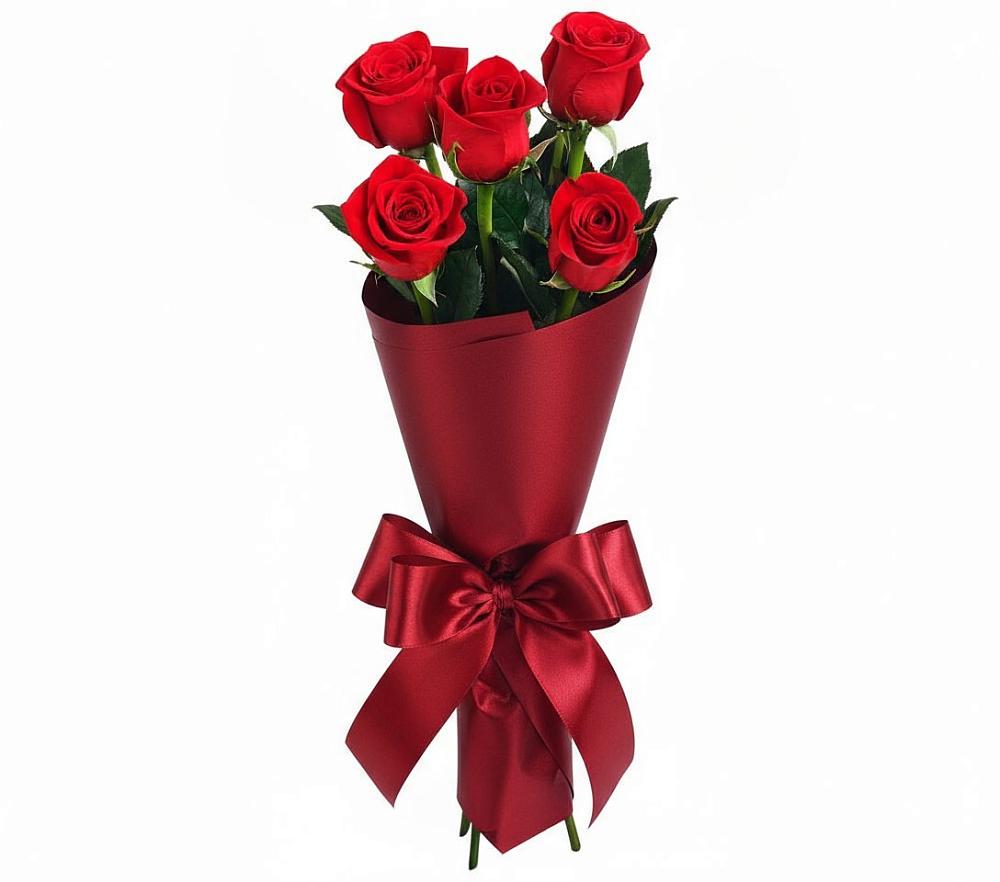Букет 5 Красных роз Эдлесс Лав в Камышевской