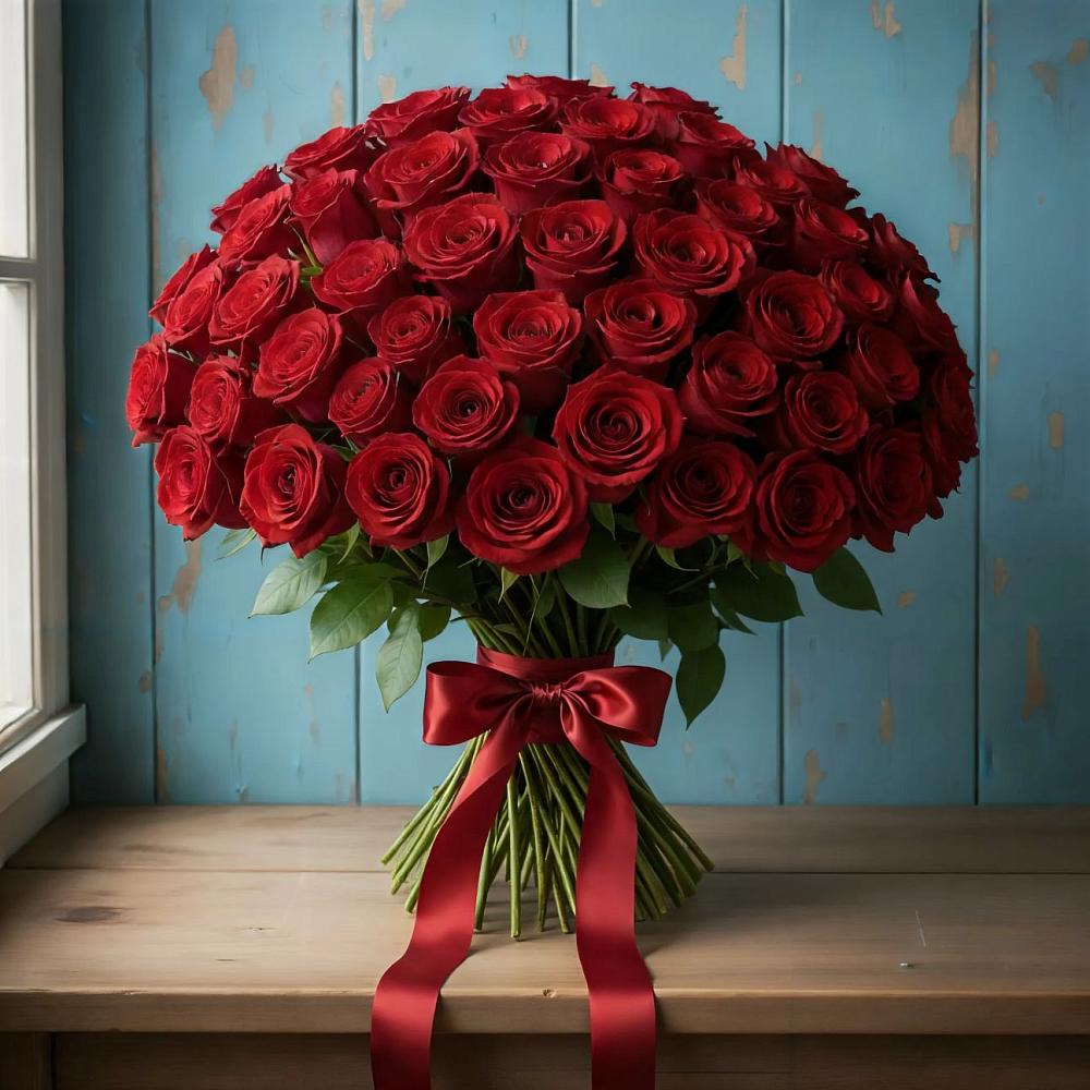 Букет Красные розы Блэк Меджик в Камышевской