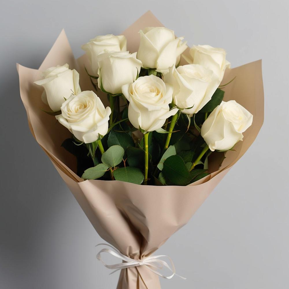 Букет 9 Белых роз Эдлесс Лав в Камышевской