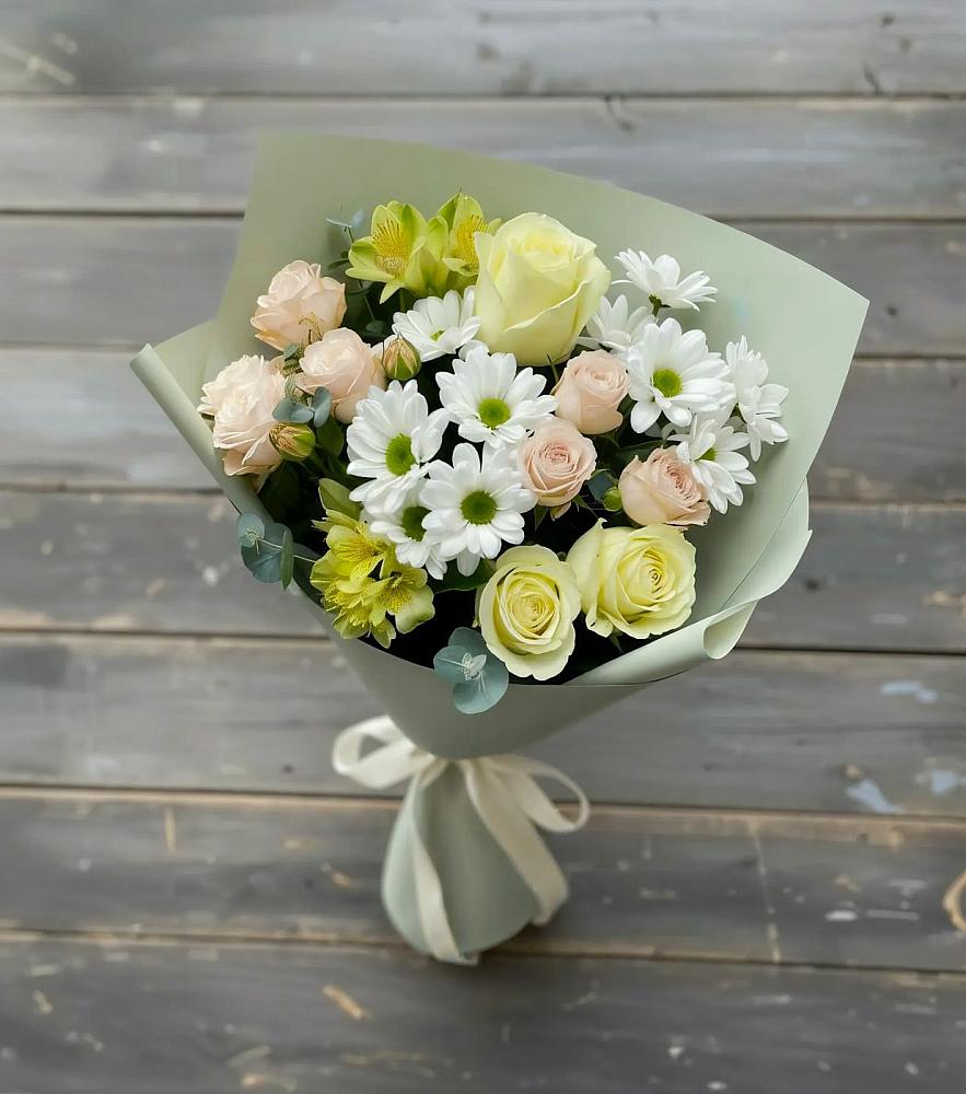 Букет цветов из: Альстромерии, Розы и Хризантемы в Камышевской
