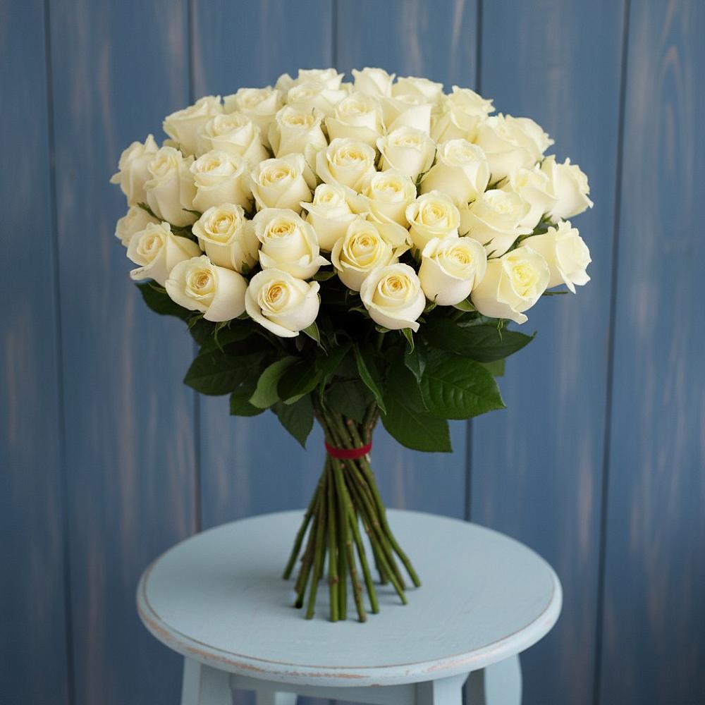 Букет 51 Белая роза Эдлесс Лав в Камышевской