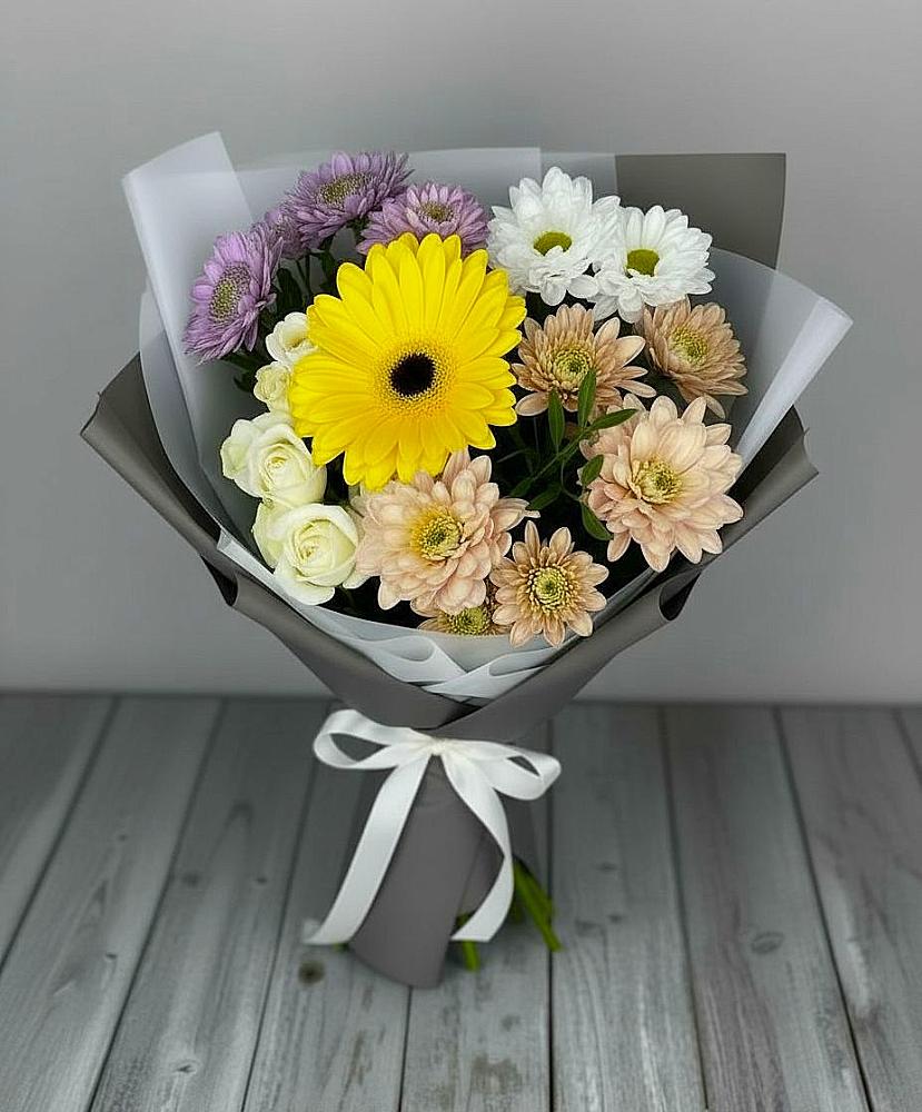 Букет цветов из: Розы, Герберы и Хризантемы в Камышевской