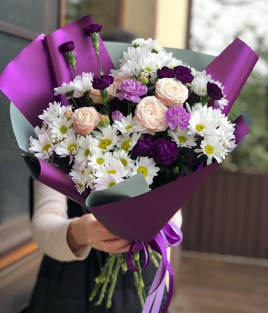 Букет цветов из: Хризантемы, Гвоздики и Розы в Камышевской