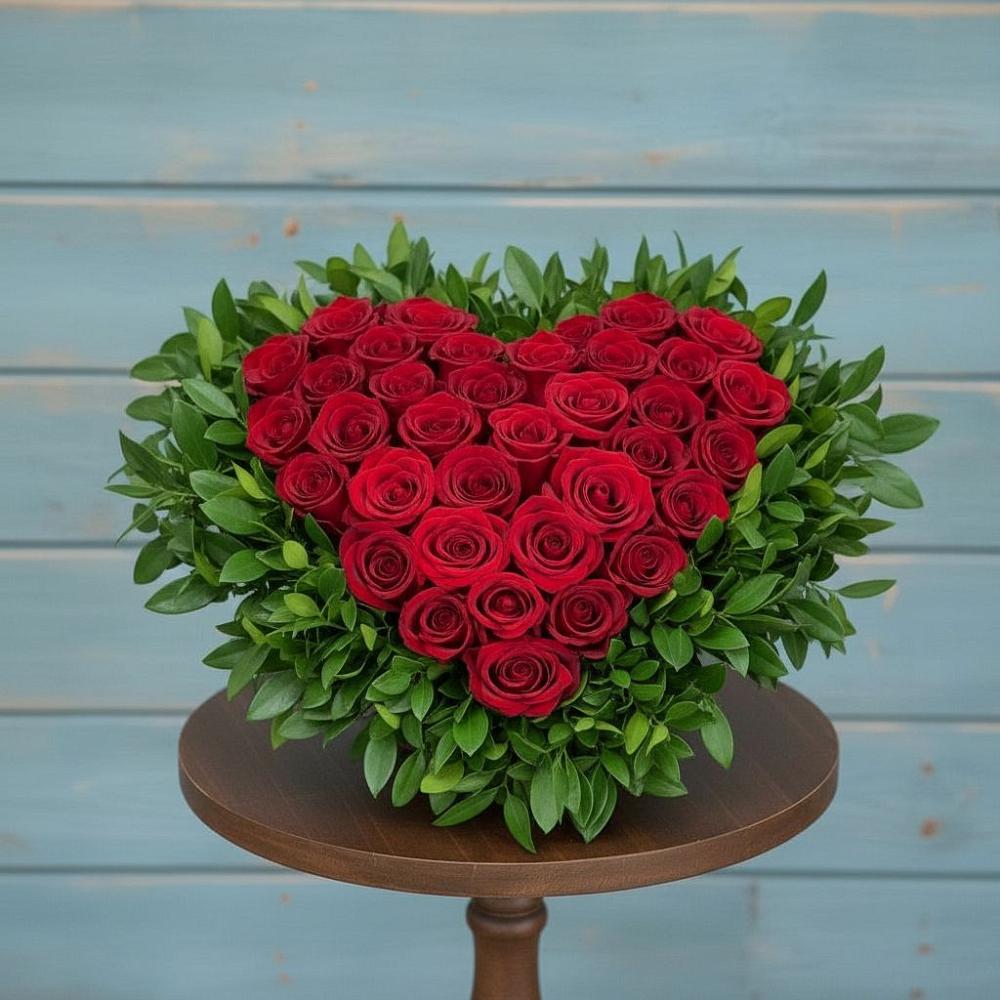 Цветочная композиция из Розы в виде сердца в Камышевской