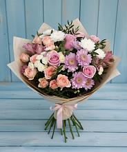 Букет цветов из:  Хризантемы, Розы и Альстромерии в Камышевской