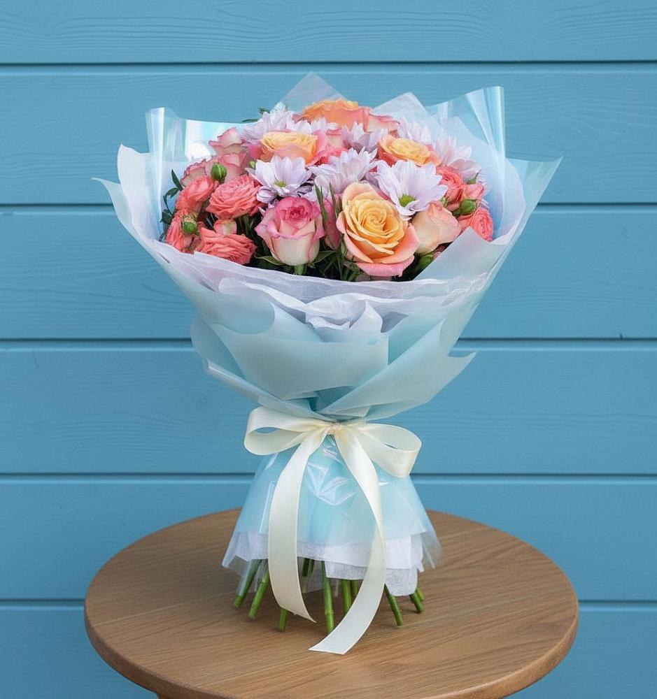 Букет цветов из: Хризантемы и Розы в Камышевской