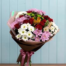 Букет цветов из:  Розы, Хризантемы и Альстромерии в Камышевской